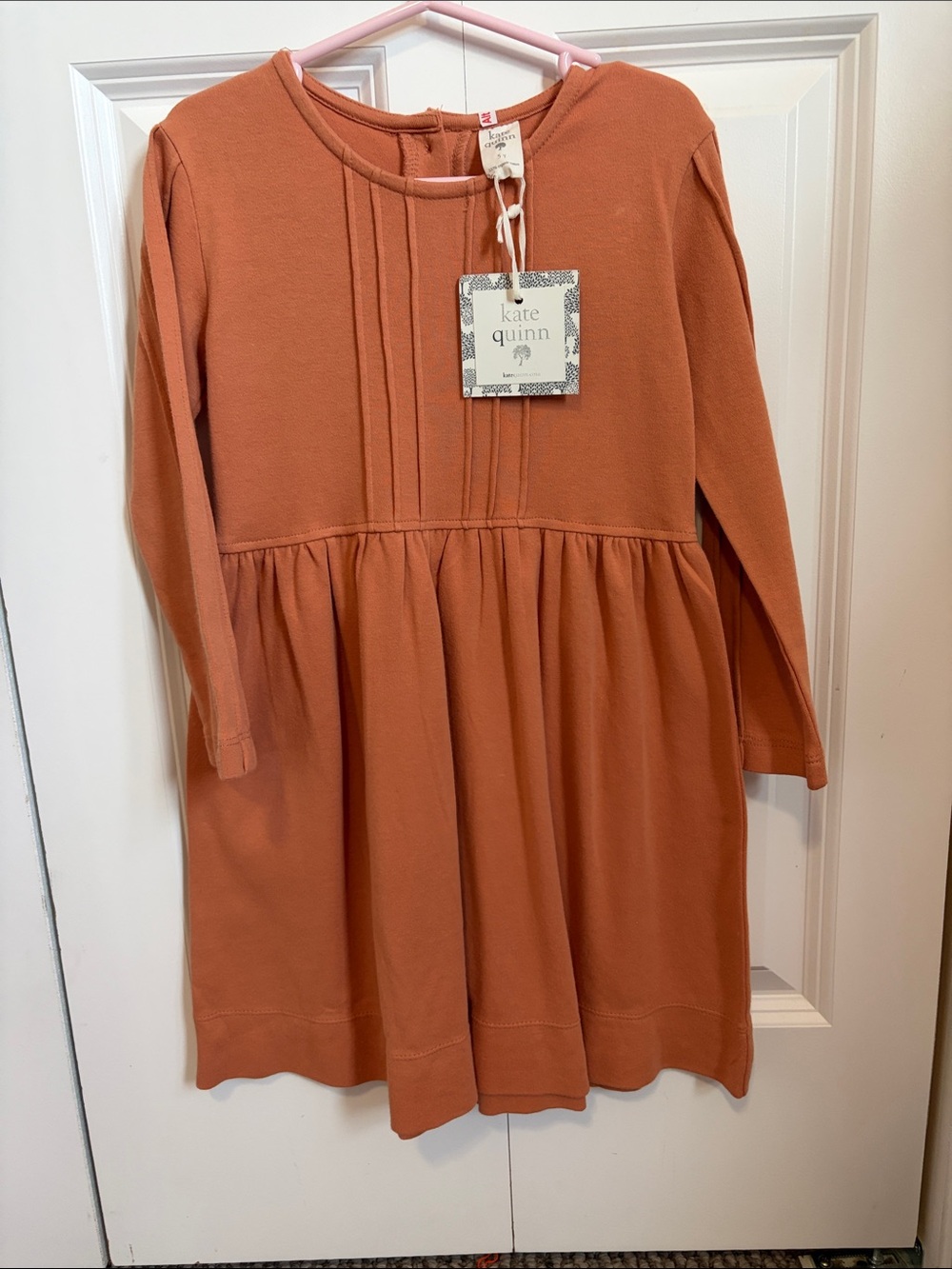 kate quinn Long Sleeve Knit Dress in Rust